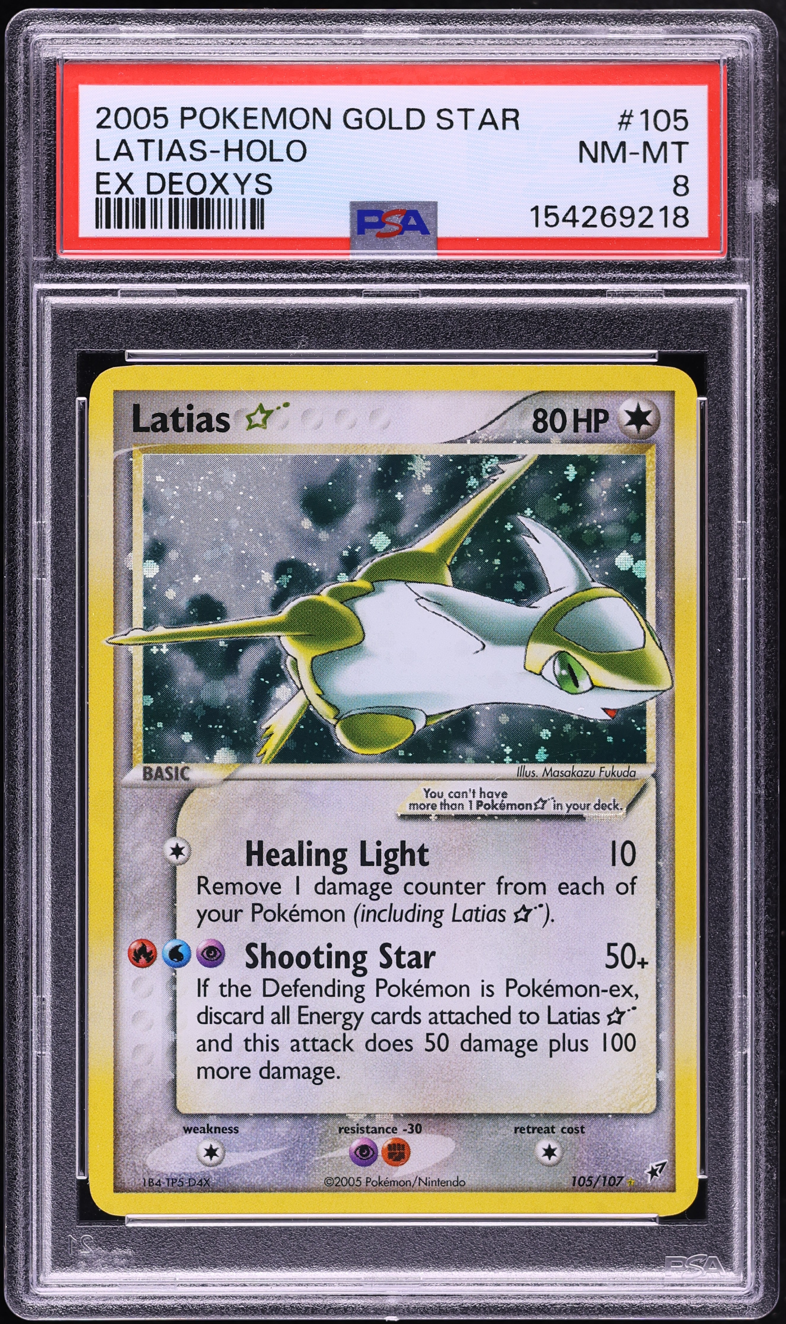 2005 Pokemon EX Deoxys Holo Latias Gold Star #105 PSA 8 NM-MT