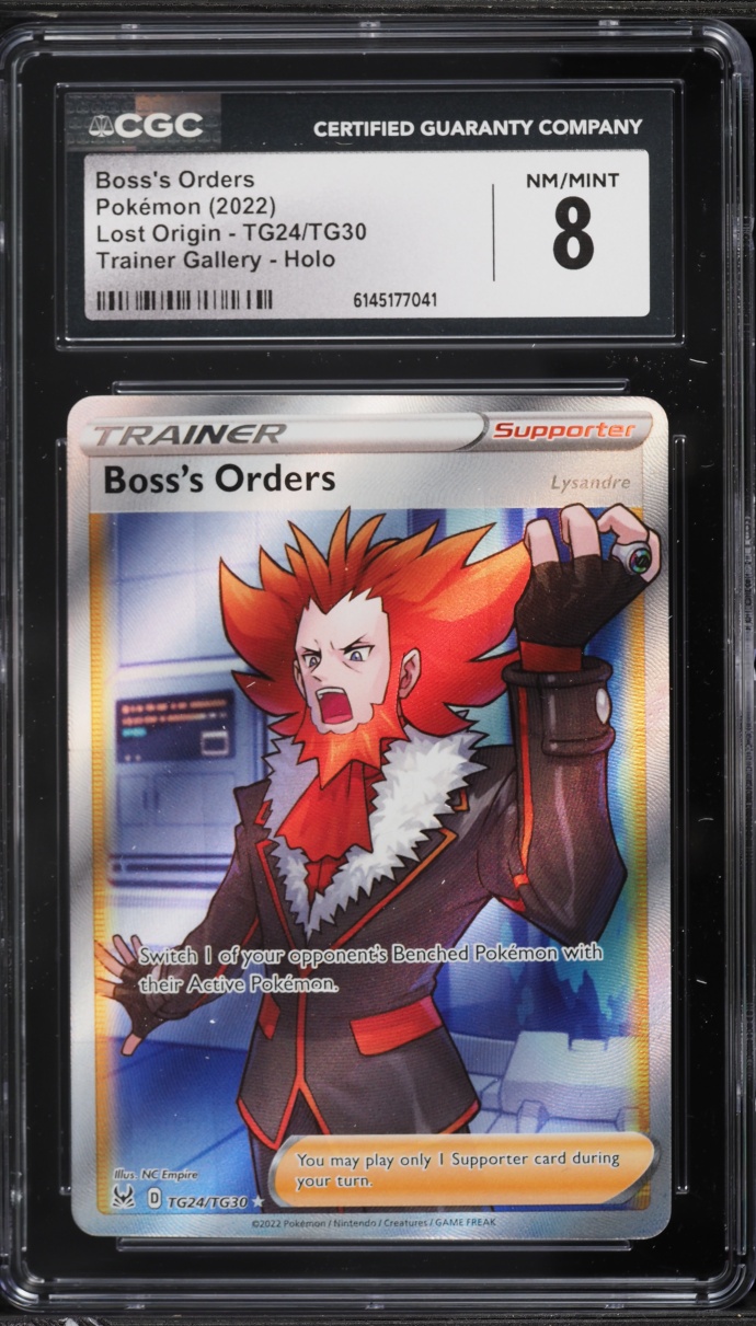 2022 Pokemon Sword & Shield Lost Origin Full Art Boss's Orders #TG24 CGC 8 NM-MT