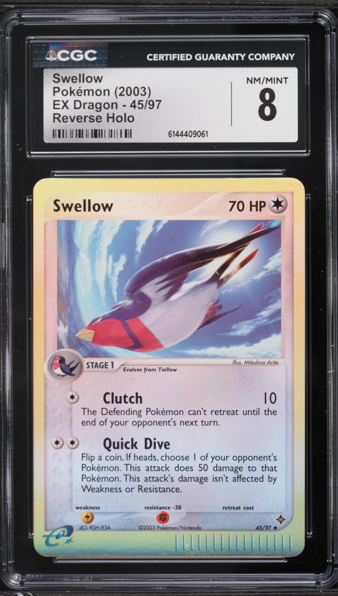 2003 Pokemon EX Dragon Reverse Holo Swellow #45 CGC 8 NM-MT