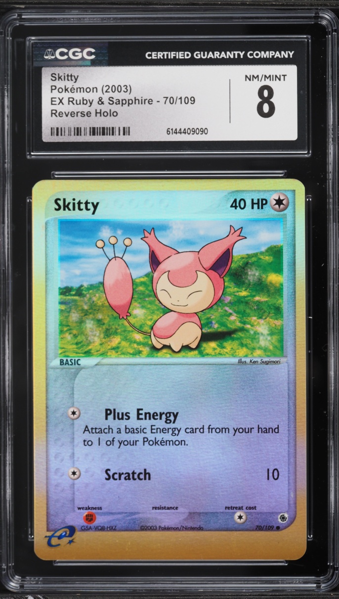 2003 Pokemon EX Ruby & Sapphire Reverse Holo Skitty #70 CGC 8 NM-MT