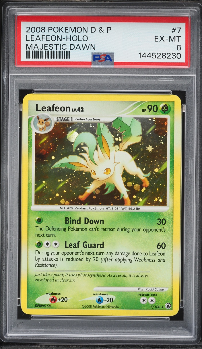 2008 Pokemon Diamond & Pearl Majestic Dawn Holo Leafeon #7 PSA 6 EXMT