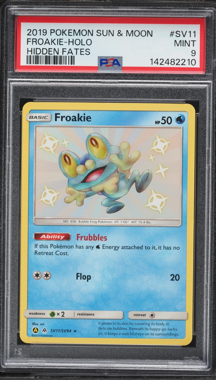 2019 Pokemon Sun & Moon Hidden Fates Shiny Froakie #SV11 PSA 9 MINT