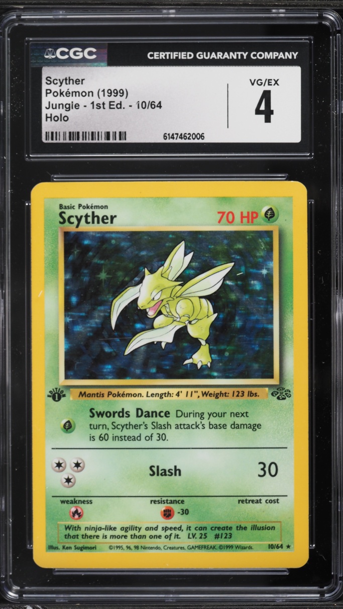 1999 Pokemon Jungle 1st Edition Holo Scyther #10 CGC 4 VGEX