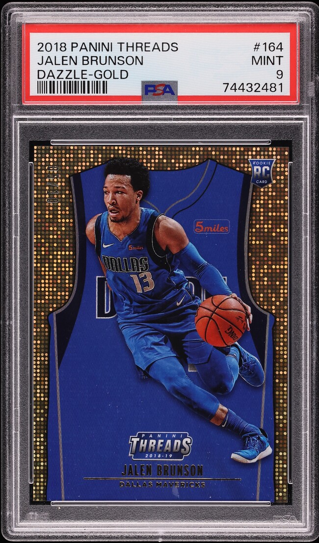 2018 Panini Threads Dazzle Gold Jalen Brunson ROOKIE #164 PSA 9 MINT
