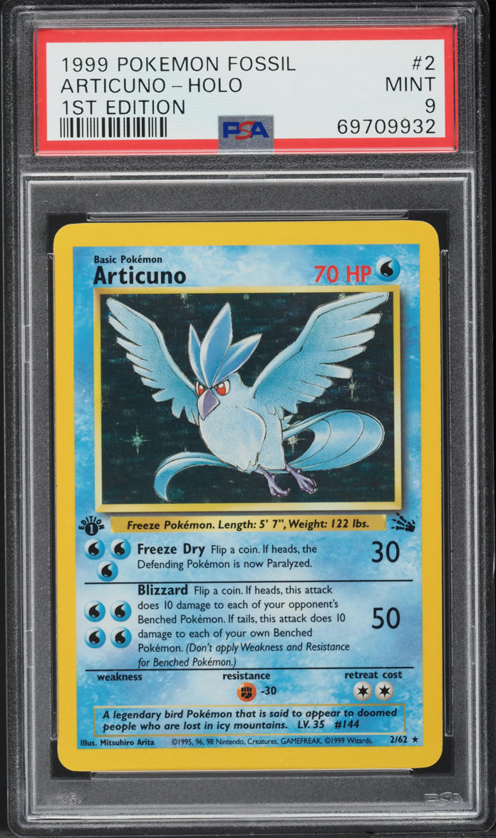 1999 Pokemon Fossil 1st Edition Holo Articuno #2 PSA 9 MINT