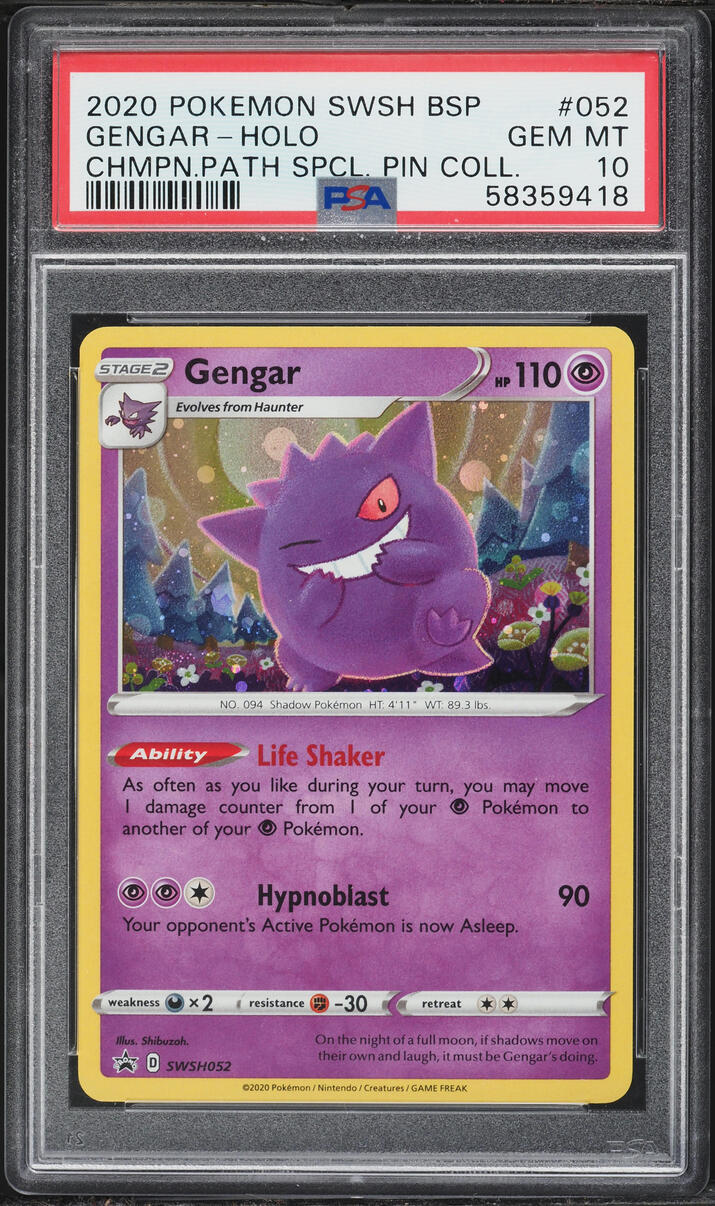 2020 Pokemon Sword & Shield Promo Pin Collection Holo Gengar #52 PSA 10 GEM MINT