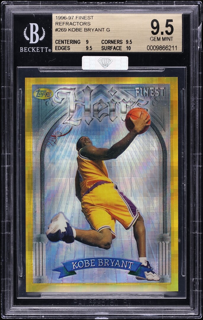 1996 Finest Gold Refractor w/ Coating Kobe Bryant ROOKIE #269 MBA BGS 9.5 GEM