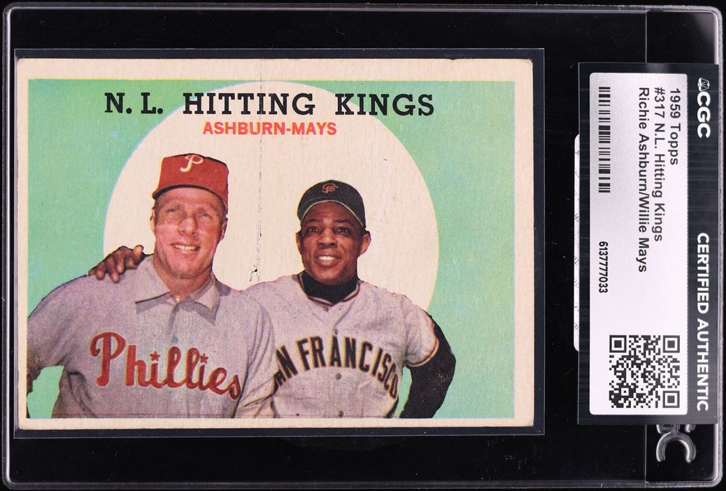 1959 Topps Richie Ashburn Willie Mays NL HITTING KINGS #317 CGC AUTH