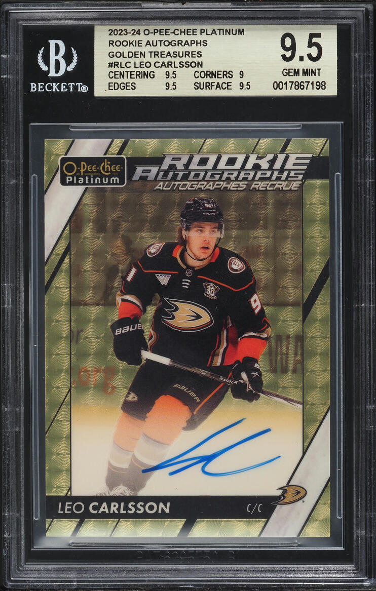 2023 O-Pee-Chee Platinum Golden Treasures Leo Carlsson ROOKIE AUTO 1/1 #RLC BGS 9.5 GEM MINT
