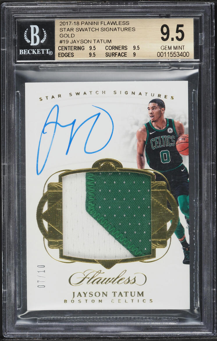 2017 Panini Flawless Star Swatch Gold Jayson Tatum PATCH AUTO /10 #SS-JT BGS 9.5 GEM MINT