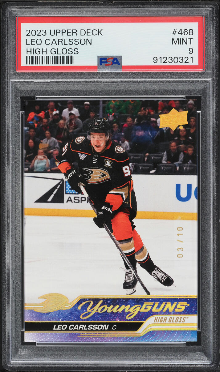 2023 Upper Deck Young Guns High Gloss Leo Carlsson ROOKIE /10 #468 PSA 9 MINT