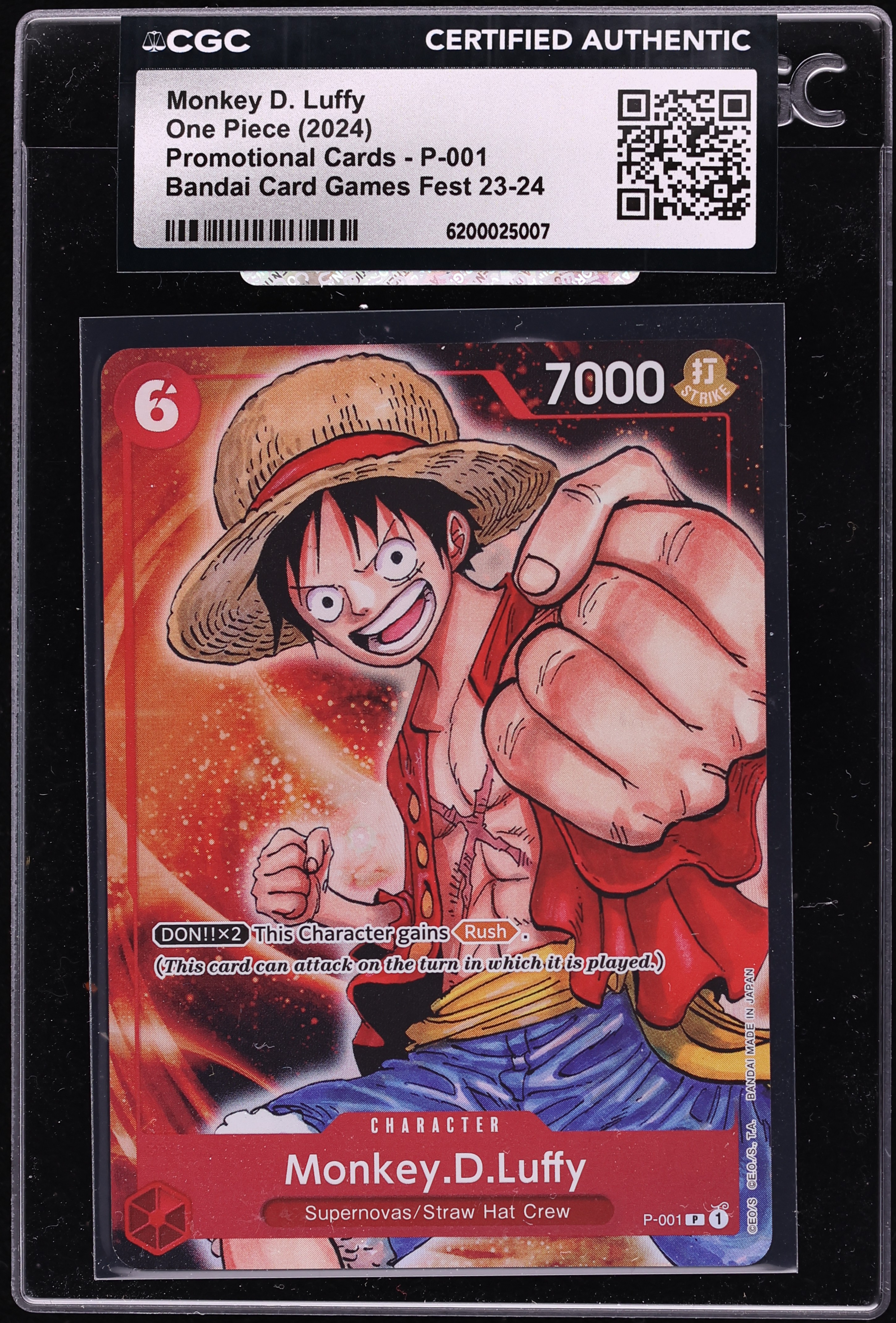2024 One Piece Promo Bandai Games Fest Monkey D. Luffy #P-001 CGC AUTH
