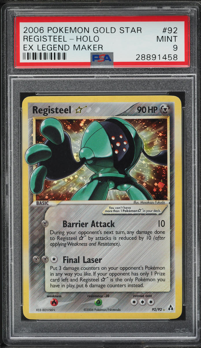 2006 Pokemon EX Legend Maker Holo Registeel Gold Star #92 PSA 9 MINT