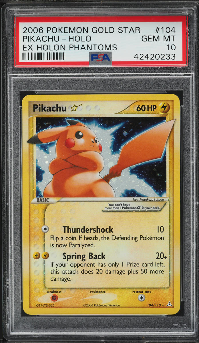 2006 Pokemon EX Holon Phantoms Holo Pikachu Gold Star #104 PSA 10 GEM MINT