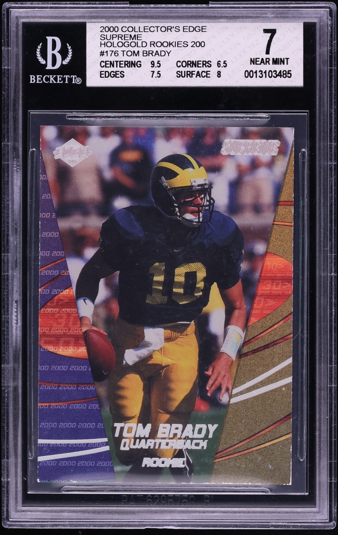 2000 Collector's Edge Supreme Hologold Tom Brady ROOKIE /200 #176 BGS 7 NRMT - Photo 1