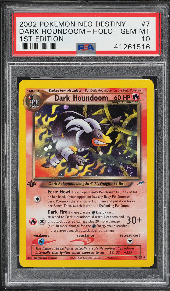 2002 Pokemon Neo Destiny 1st Edition Holo Dark Houndoom #7 PSA 10 GEM MINT