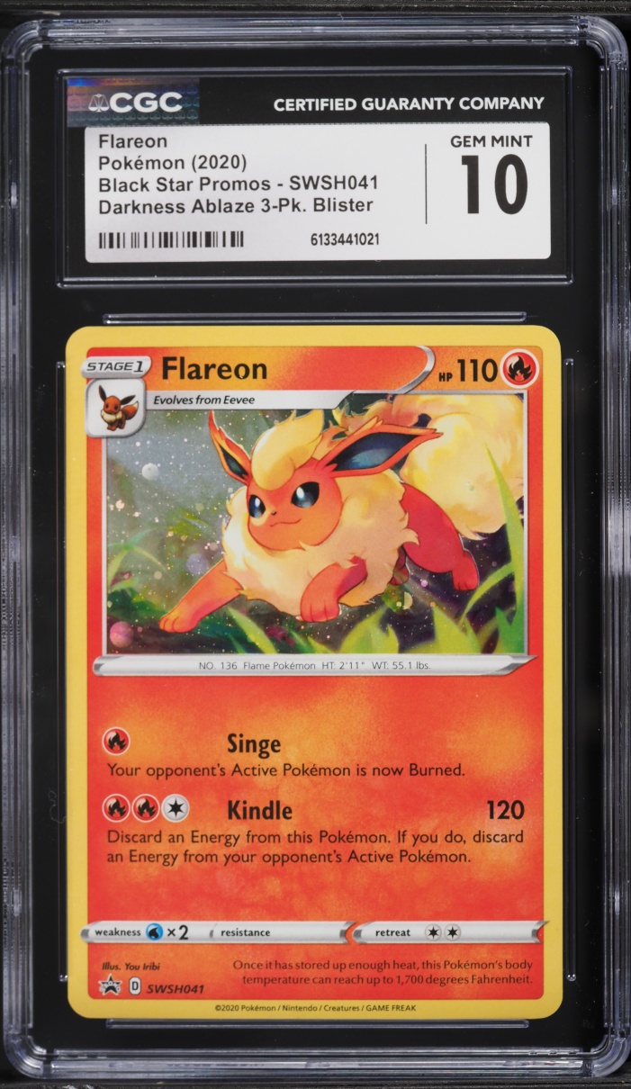 2020 Pokemon Sword & Shield Promo Darkness Ablaze Holo Flareon #SWSH041 CGC 10 GEM MINT