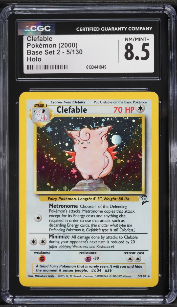 2000 Pokemon Base Set 2 Holo Clefable #5 CGC 8.5 NM-MT+