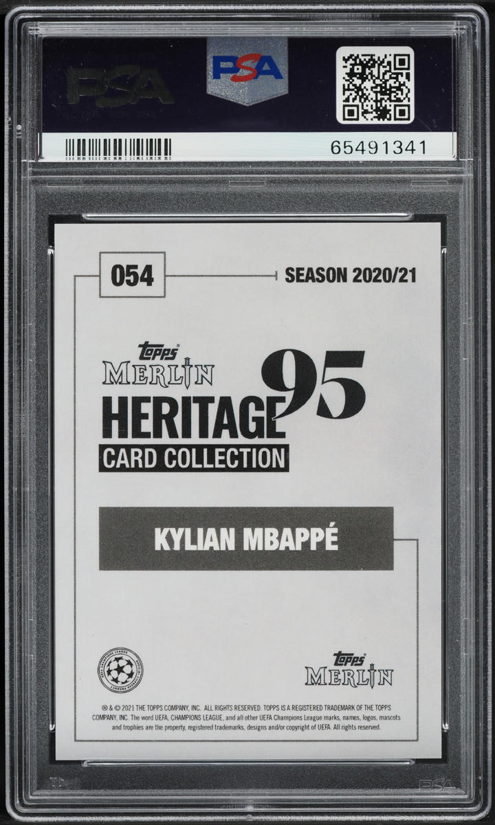 2020 Topps Merlin Heritage '95 UCL Purple Kylian Mbappe /25 #54 PSA 9 MINT