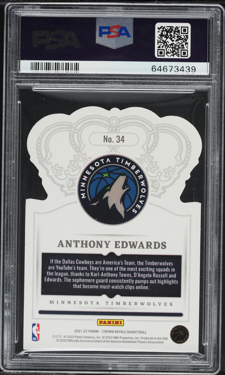 2021 Crown Royale Crystal Gold Anthony Edwards /10 #34 PSA 9 MINT
