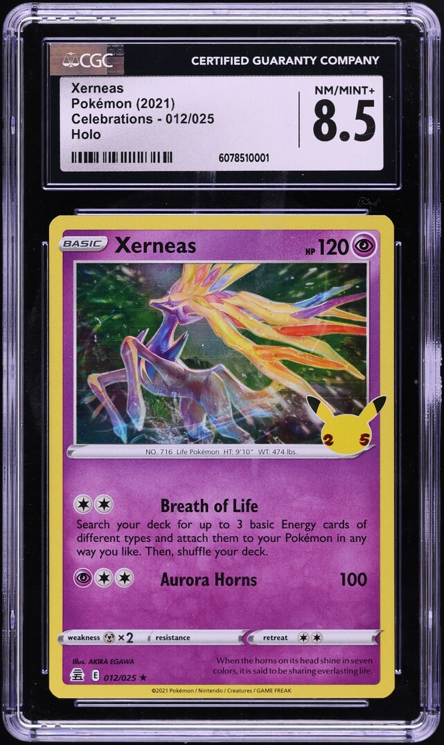2021 Pokemon Sword & Shield Celebrations Holo Xerneas #12 CGC 8.5 NM-MT+