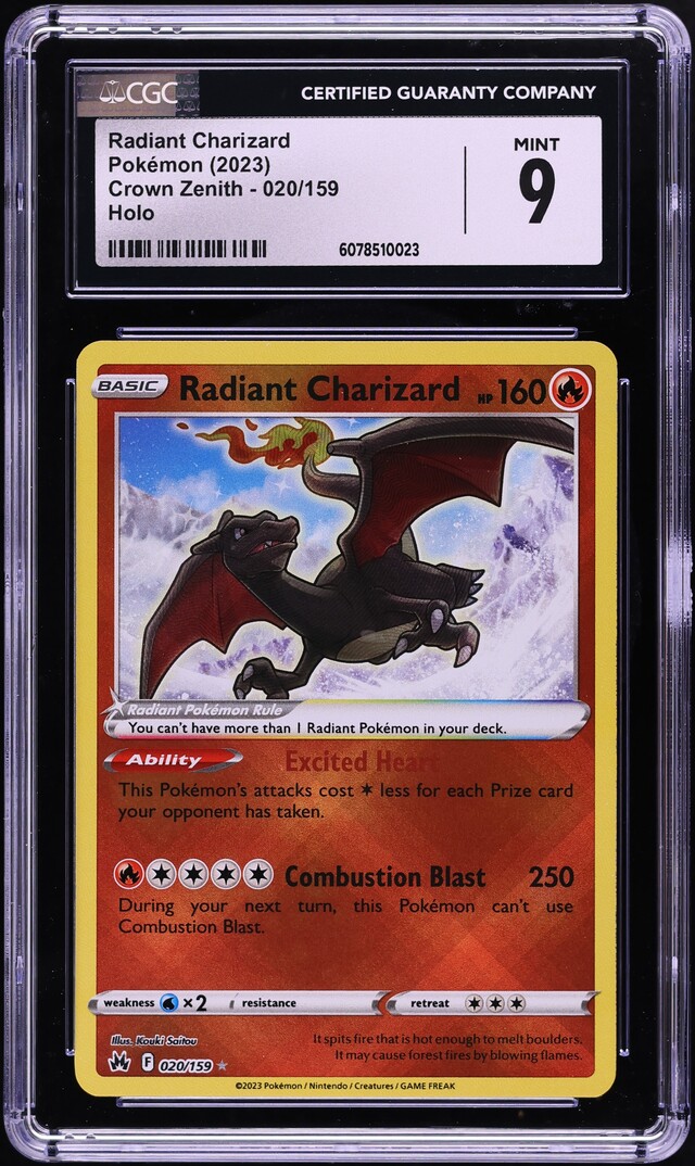 2023 Pokemon Sword & Shield Crown Zenith Holo Radiant Charizard #20 CGC 9 MINT