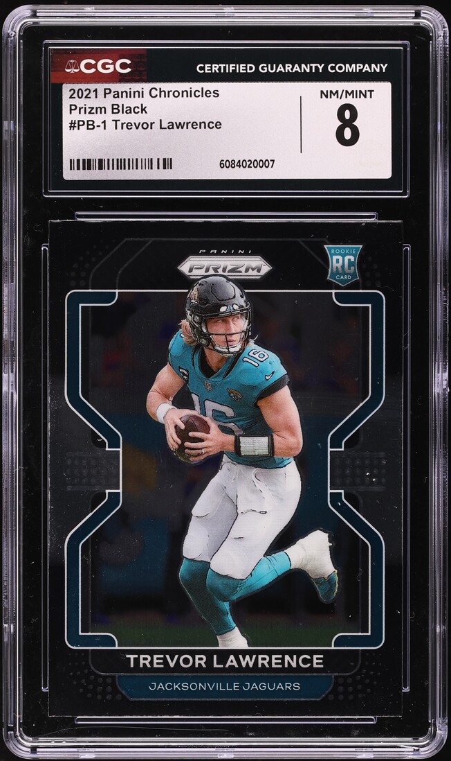 2021 Panini Chronicles Prizm Black Trevor Lawrence ROOKIE #PB-1 CGC 8 NM-MT