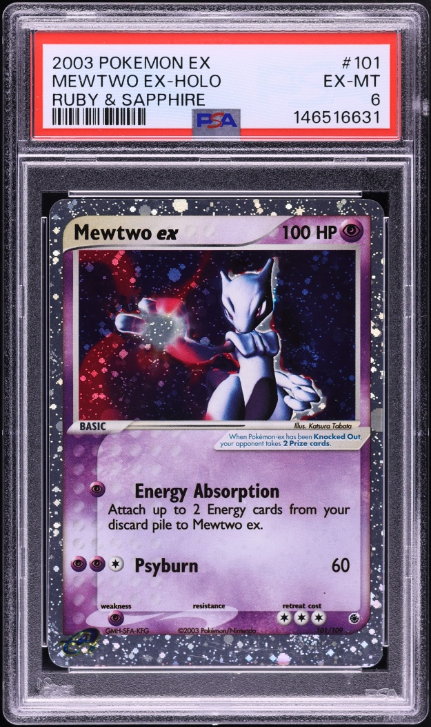 2003 Pokemon EX Ruby & Sapphire Holo Mewtwo EX #101 PSA 6 EXMT