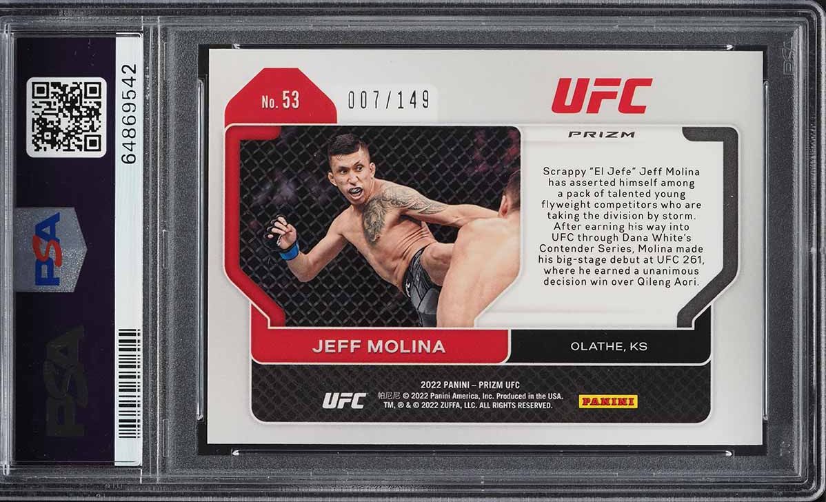 2022 Panini Prizm UFC Purple Jeff Molina ROOKIE /149 #53 PSA 9 MINT