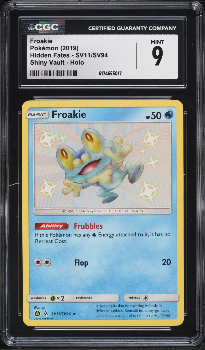 2019 Pokemon Sun & Moon Hidden Fates Vault Shiny Holo Froakie #SV11 CGC 9 MINT