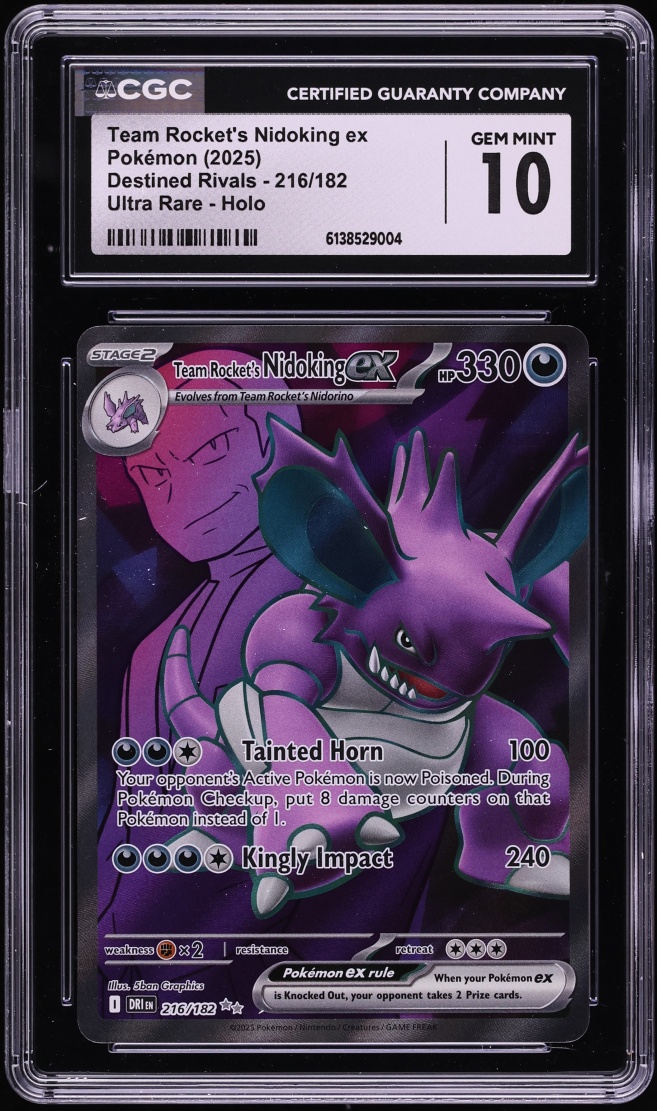2025 Pokemon SV Destined Rivals Full Art Team Rocket's Nidoking Ex #216 CGC 10 GEM MINT