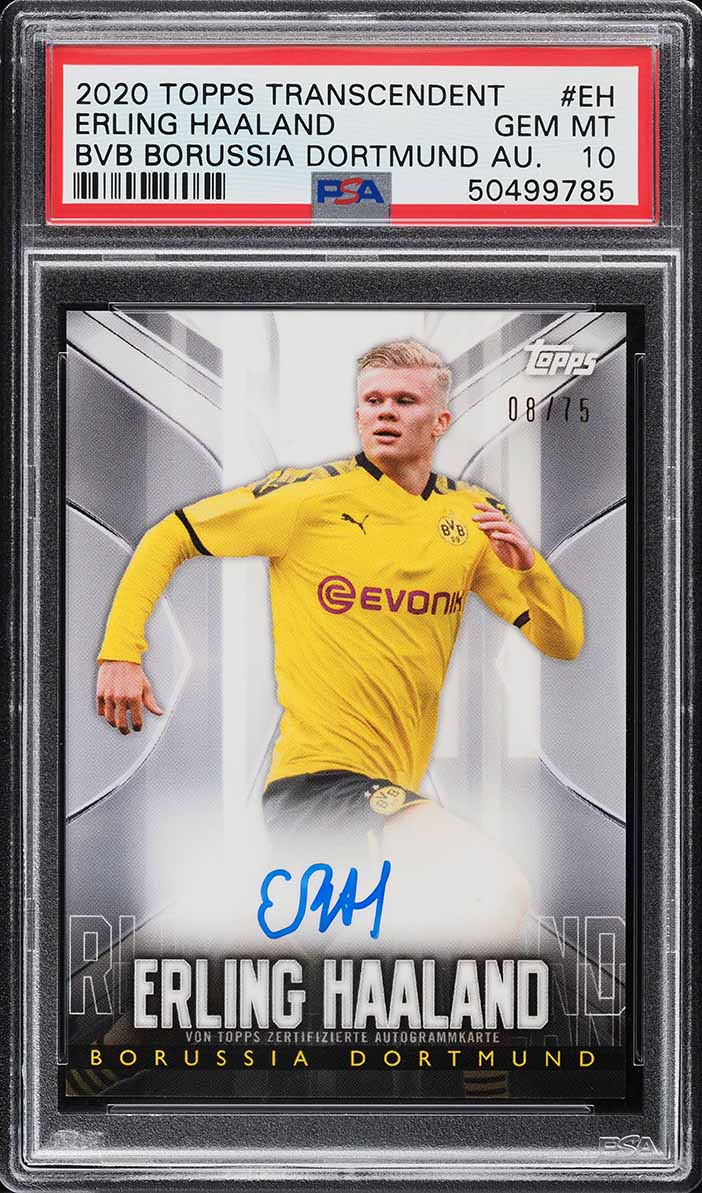 2020 Topps Transcendent Borussia Dortmund Erling Haaland ROOKIE AUTO /75 PSA 10