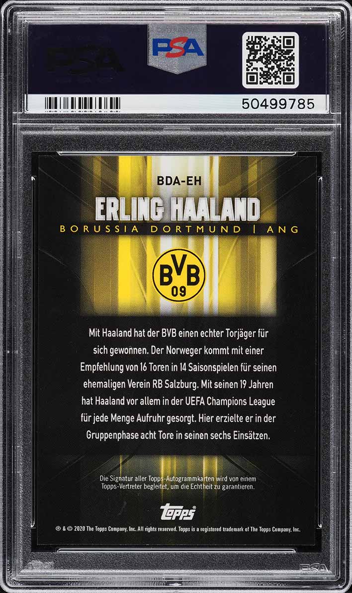2020 Topps Transcendent Borussia Dortmund Erling Haaland ROOKIE AUTO /75 PSA 10