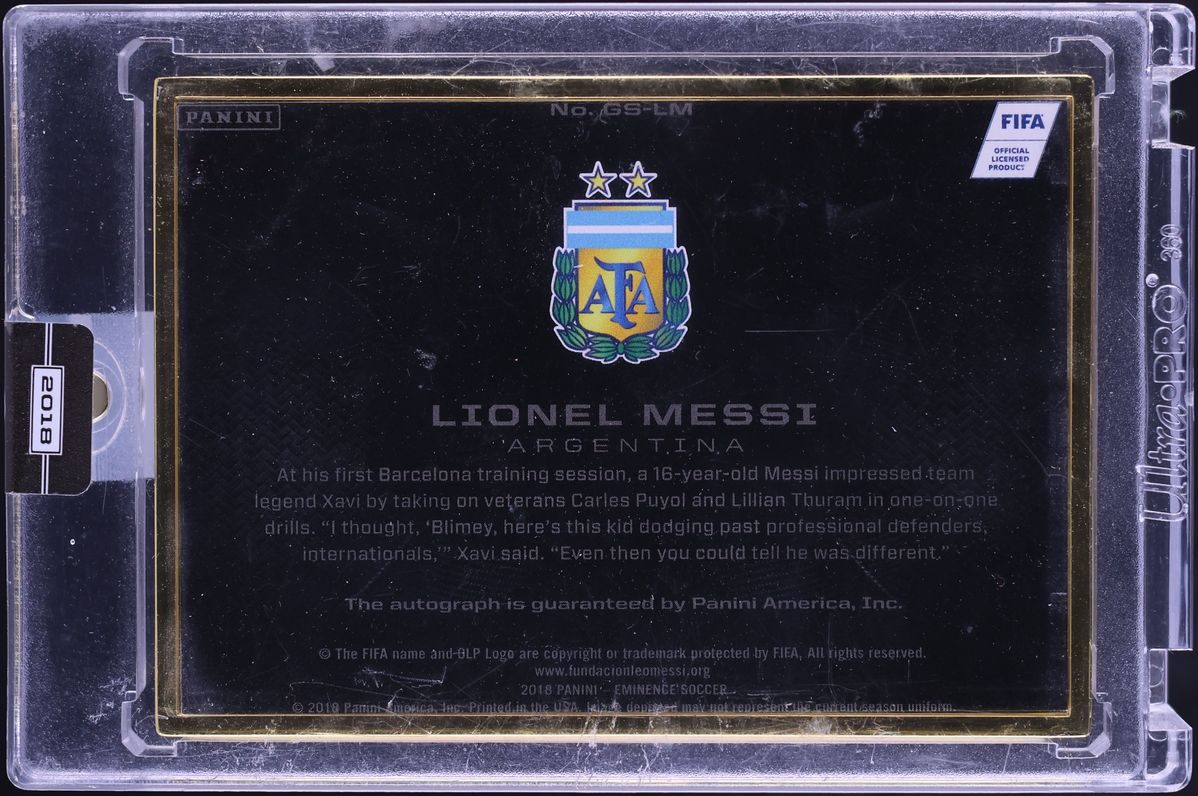 2018 Panini Eminence Grand Signatures Gold Lionel Messi AUTO /5 #GS-LM