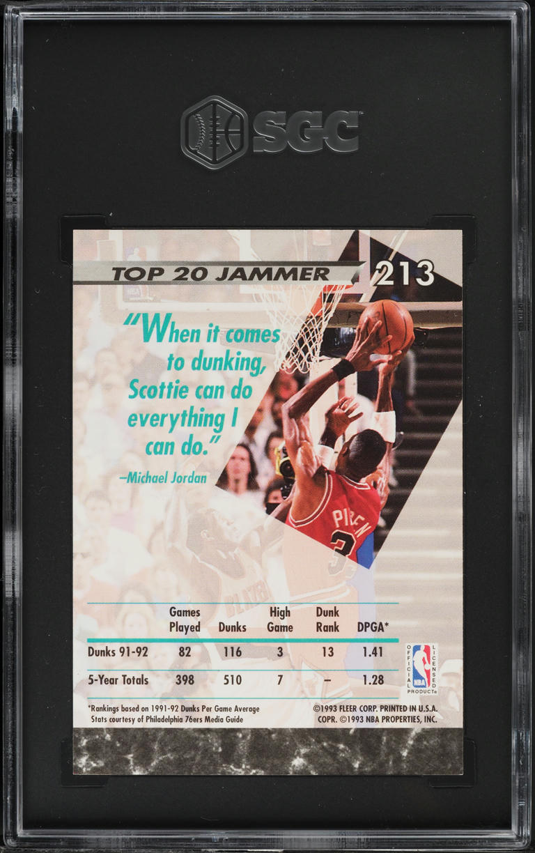 1992 Ultra Jam Session Scottie Pippen #213 SGC 8.5 NM-MT+