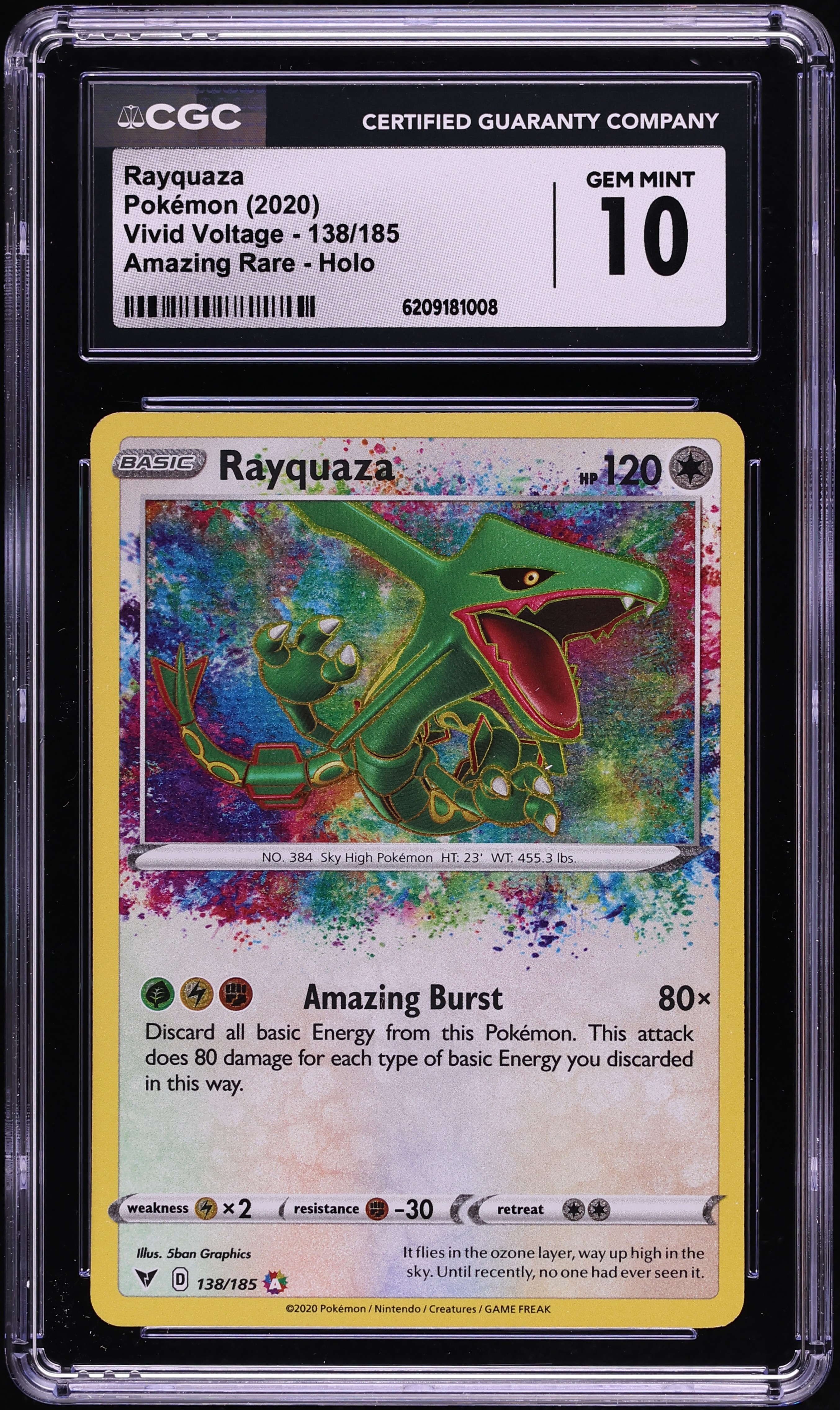 2020 Pokemon Sword & Shield Vivid Voltage Amazing Rare Rayquaza #138 CGC 10 GEM MINT