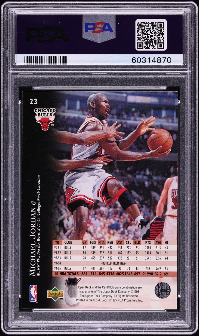 1995 Upper Deck Electric Court Gold Michael Jordan #23 PSA 7 NRMT