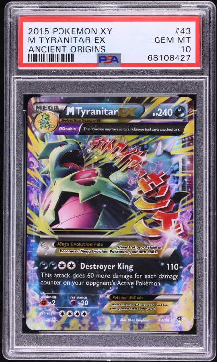 2015 Pokemon XY Ancient Origins Holo M Tyranitar EX #43 PSA 10 GEM MINT
