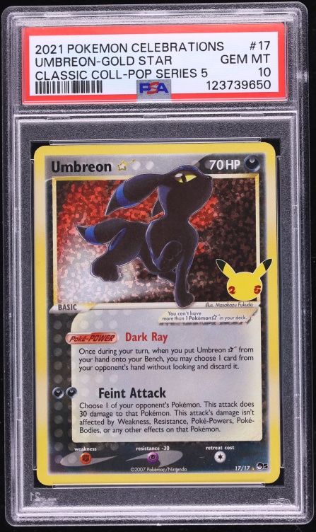 2021 Pokemon Sword & Shield Celebrations POP 5 Holo Umbreon Gold Star #17 PSA 10 GEM MINT