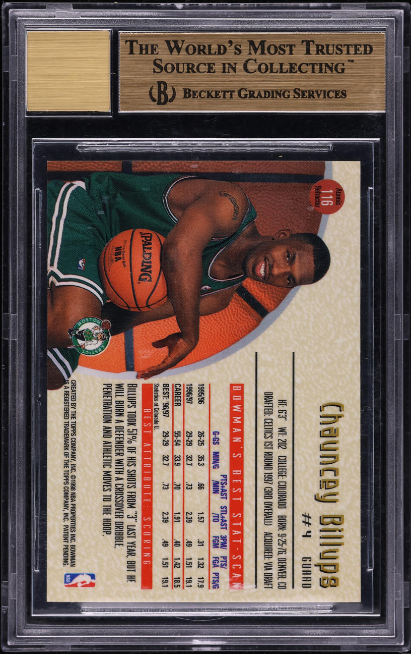 1997 Bowman's Best Atomic Refractor Chauncey Billups AUTO #116 BGS 9.5 GEM MINT - Photo 2