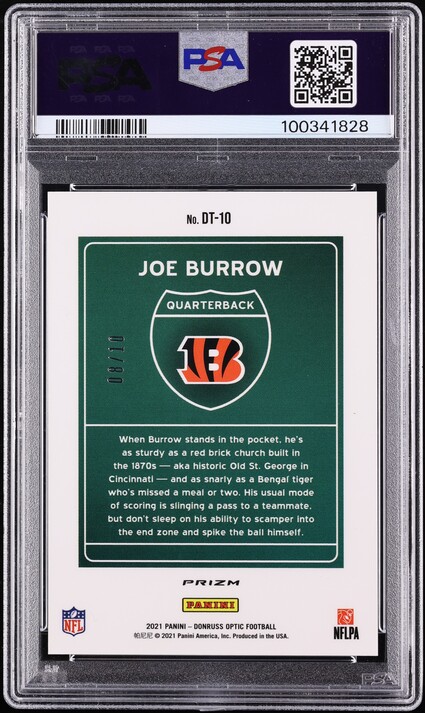 2021 Donruss Optic Downtown Gold Joe Burrow /10 #DT-10 PSA 10 GEM MINT