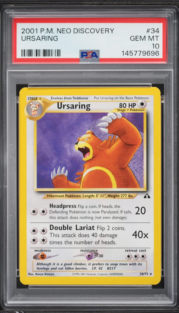 2001 Pokemon Neo Discovery Ursaring #34 PSA 10 GEM MINT