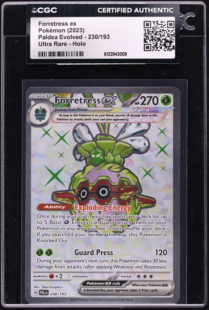 2023 Pokemon Scarlet & Violet Obsidian Flames Full Art Forretress Ex #230 CGC AUTH