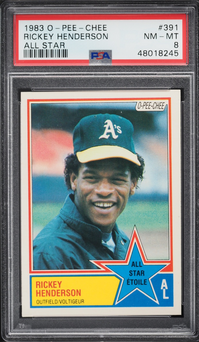 1983 O-Pee-Chee Rickey Henderson ALL STAR #391 PSA 8 NM-MT
