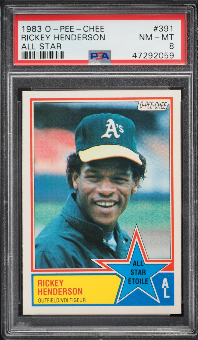 1983 O-Pee-Chee Rickey Henderson ALL STAR #391 PSA 8 NM-MT