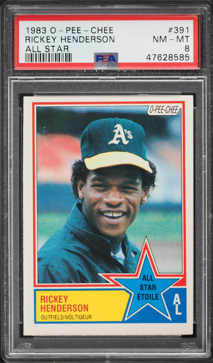 1983 O-Pee-Chee Rickey Henderson ALL STAR #391 PSA 8 NM-MT
