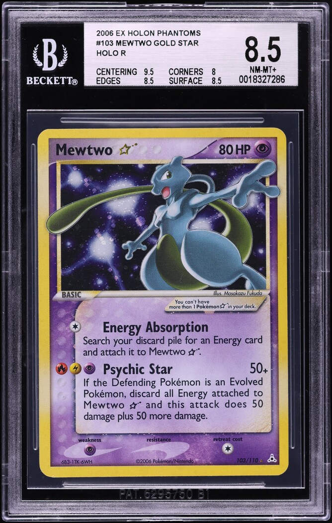 2006 Pokemon EX Holon Phantoms Holo Mewtwo Gold Star #103 BGS 8.5 NM-MT+