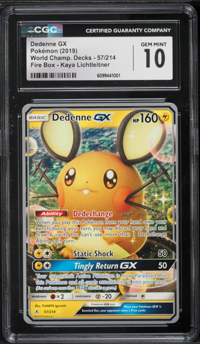2019 Pokemon World Championships Decks Fire Box Kaya Lichtleitner Dedenne GX #57 CGC 10 GEM