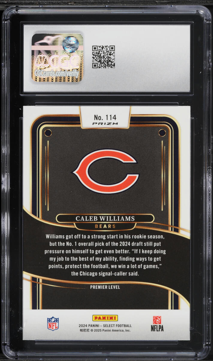 2024 Select Premier Level Black & Blue Shock Prizm Caleb Williams ROOKIE #114 CGC 9 MINT