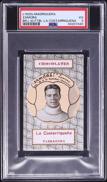 1920 Madriguera Baraja Jugadores Costarriquena Ricardo Zamora ROOKIE PSA 3 VG